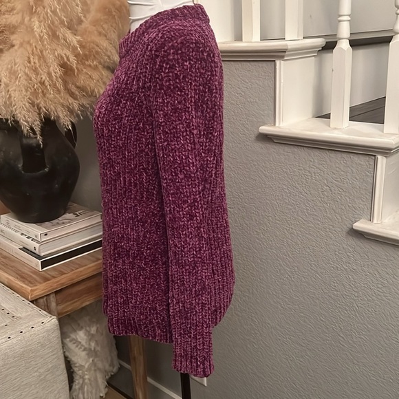 Talbots Chenille Sweater Womens Medium Purple Chunky Knit Size Small - Picture 5 of 8